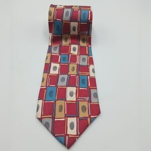 Hastings Traditions 100% Silk Men's Red Geometric Pattern